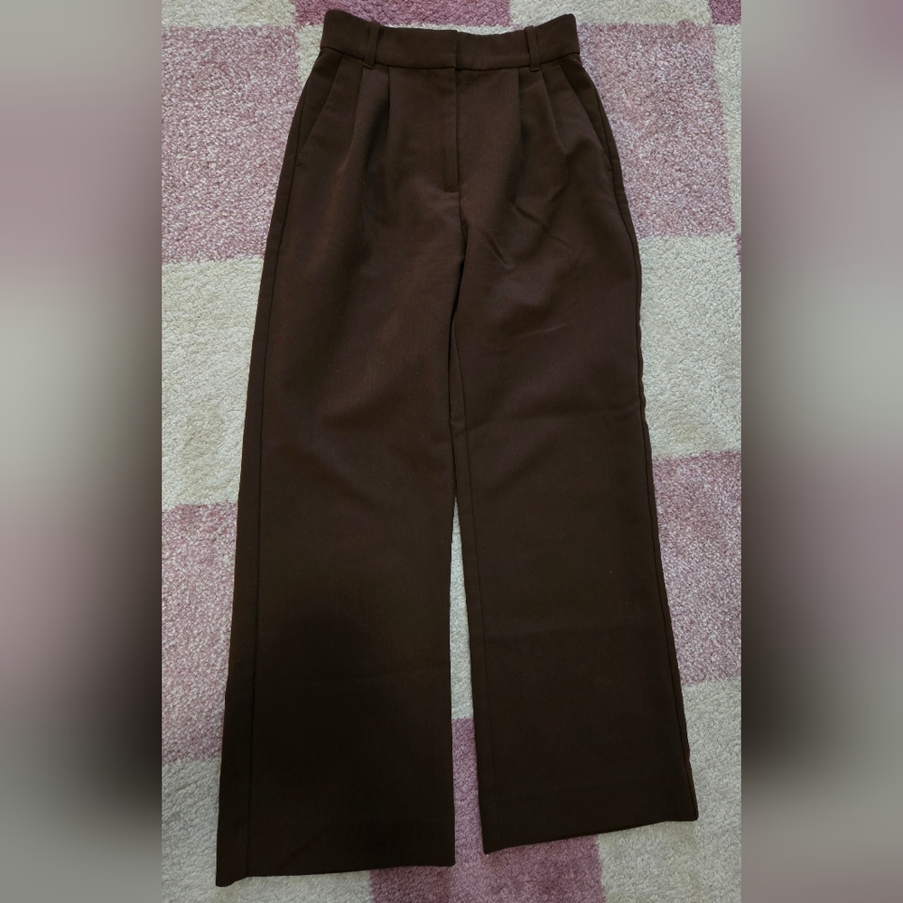 Abercrombie & Fitch Brown High Rise Sloane Tailored Wide Leg Pant 24 short, 00s